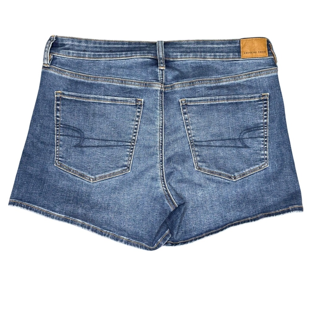 American Eagle Midi Denim Shorts 12 Blue Low Rise Next Level Stretch